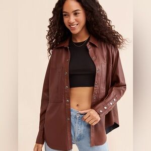 Free People Brown Button Down Shirt